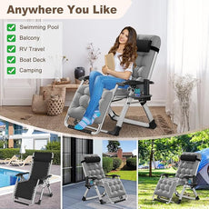 DoCred Comfy Chair, Folding Chair Recliner Chair for Bedroom and Living Room, Folding Reclining Patio Chairs Lounge Chair with Removable Cushion for Indoor Outdoor