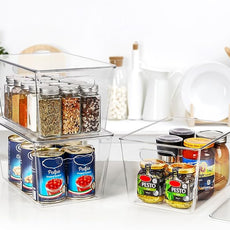 Vtopmart 6 Pack Clear Stackable Storage Bins with Lids, Large Plastic Containers with Handle for Pantry Organizer and Storage,Perfect for Bathroom,Cabinet,Kitchen,Fridge,Closet Organization