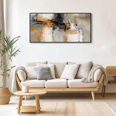 Abstract Wall Art - Large Canvas Wall Art for Living Room, Bedroom, Office - Framed Modern Wall Decor in Gray and Yellow - Artwork Paintings & Pictures