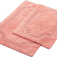 voyzz home Set of 2 Reversible Bath Rug 20x32 inch -17x24 inch | 100% Cotton Hand Tufted Soft & Absorbent Bath Mat|Washable Quick Dry Shaggy Shower Mat | Non-Slip Mordern Bathroom Decor | Peach…