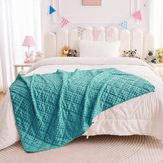 yescool Weighted Blanket 3 Pounds Teal Heavy Blankets for Sleeping, Microfiber Weighted Throw Blanket Breathable Warm Fleece Minky Blanket for 20-40lbs, 36