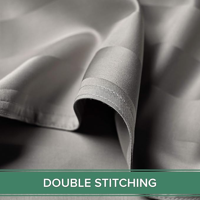 Pure Bamboo Split King Sheets, Genuine 100% Organic Viscose Derived from Bamboo Bed Sheet Set, Soft & Cooling, Double Stitching, 2 Fitted Sheets (Split King, Jacquard Silver)