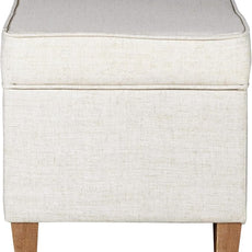 Homepop Home Decor | K7342-F2067 | Classic Square Storage Ottoman with Lift Off Lid | Ottoman with Storage for Living Room & Bedroom, Cream Woven