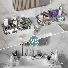 Veken Rustproof & Waterproof Shower Caddy 6-Pack, No Drilling Adhesive Shelves Rack with Soap Holder, Large Capacity Bathroom Organizers and Storage, Wall-Mounted Kitchen & Home Decor, Dark Grey