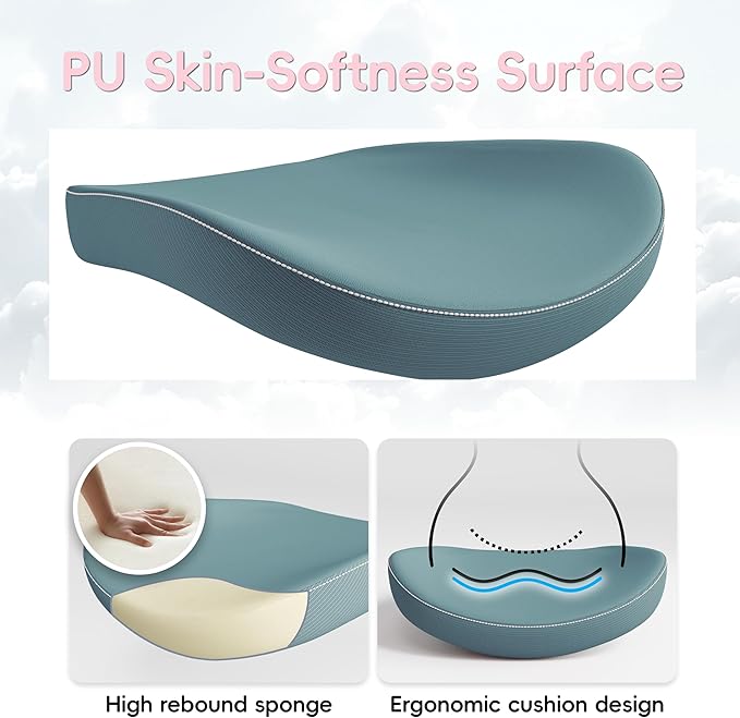 Office Home Ergonomic Desk Chair-Computer X-Shaped Chair Mesh PU Leather with Adjustable Lumbar Support-Executive Chair High Back Flip-Up Arms for Long Hours (Sky Blue-No Headrest)