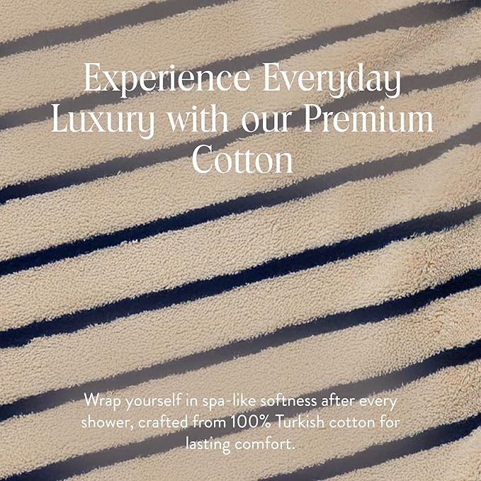 Brooklinen Super-Plush Turkish Cotton Bath Sheets - Set of 2 - Cotton, 820 GSM, Highly Absorbent, Machine Washable, Perfect for Home & Bathroom (40" x 65", Striped Navy)