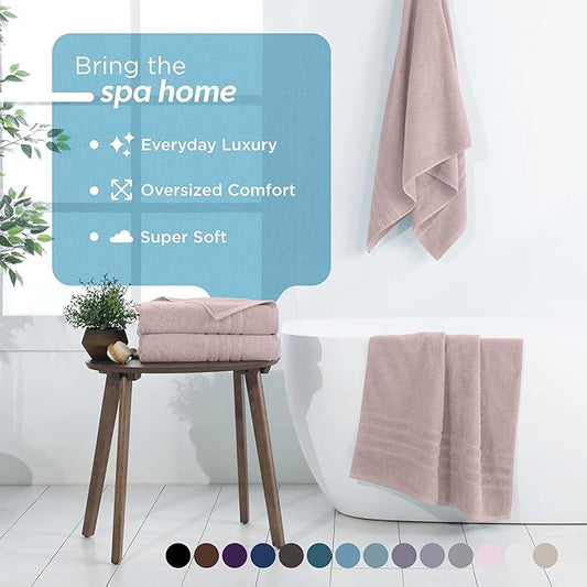 Martex 2-Pack Ultimate Performance Bath Sheet Set – 100% Cotton – 33” x 65” – Extra Large Bath Towels – Versatile – Low-Linting – Supersoft Bathroom Set – Super Absorbent – Easy Care – Crystal Pink