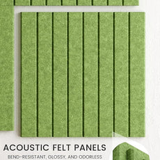 Bumusty Large Cork Board Alternative-47 x35 Felt Bulletin Board Tiles, with 30 Pushpins, 70 Adhesive Tabs, 12-Pack Slat Wall Paneling, Cork Boards for Office Push Pin Board Felt Board-Kelly Green