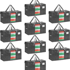 VENO 10 Pack Moving Bags, Comforter and Blanket Storage Bags for Closet, Moving Boxes, Boxes with Lids Alternative, College Dorm Packing Supplies, Foldable Heavy-Duty Tote with Window (Gray, 10 Pack)