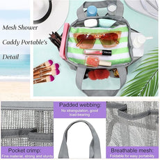 Hillban 4 Pcs Mesh Shower Caddy Portable Large Quick Dry Shower Caddy Basket with Deeper 8 Pockets and 2 Handles Hanging Bag for College Dorm Room(Blue, Purple, Black, Gray)