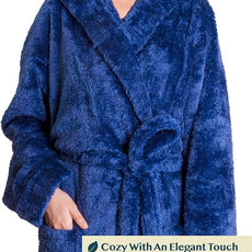 PAVILIA Women Hooded Plush Soft Robe | Fluffy Warm Fleece Sherpa Shaggy Bathrobe