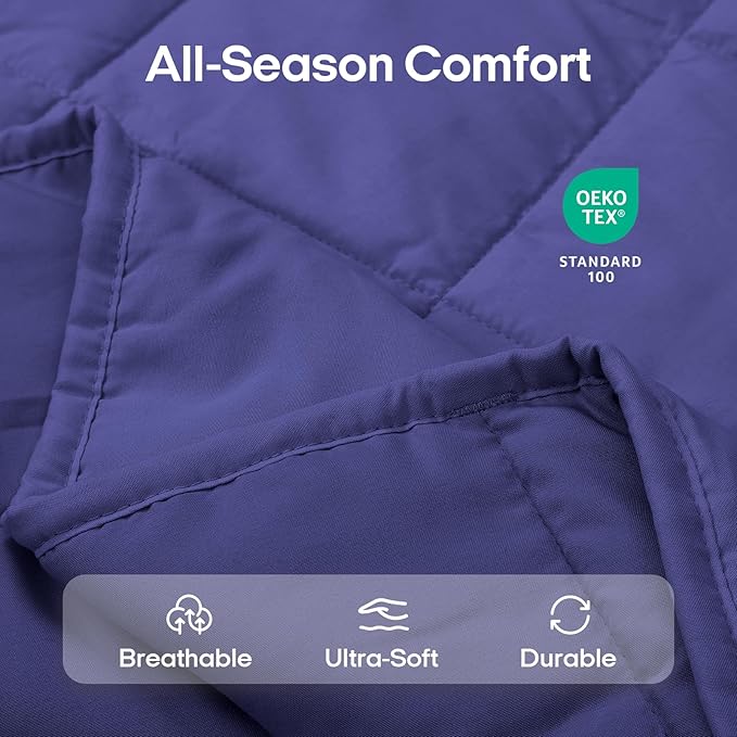 ZonLi Weighted Blanket for Adults(80"x87", 25lbs,Dusk Blue) King Size High Breathability Cooling Heavy Blanket, Soft Material with Premium Glass Beads,All-Season.