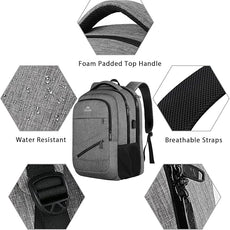 MATEIN 18 Inch Extra Large Laptop Backpack, 50 L Travel Backpack with Anti Theft Pocket & TSA Laptop Compartment for Men Women, Multiple Pockets Business Computer Carry On, Grey