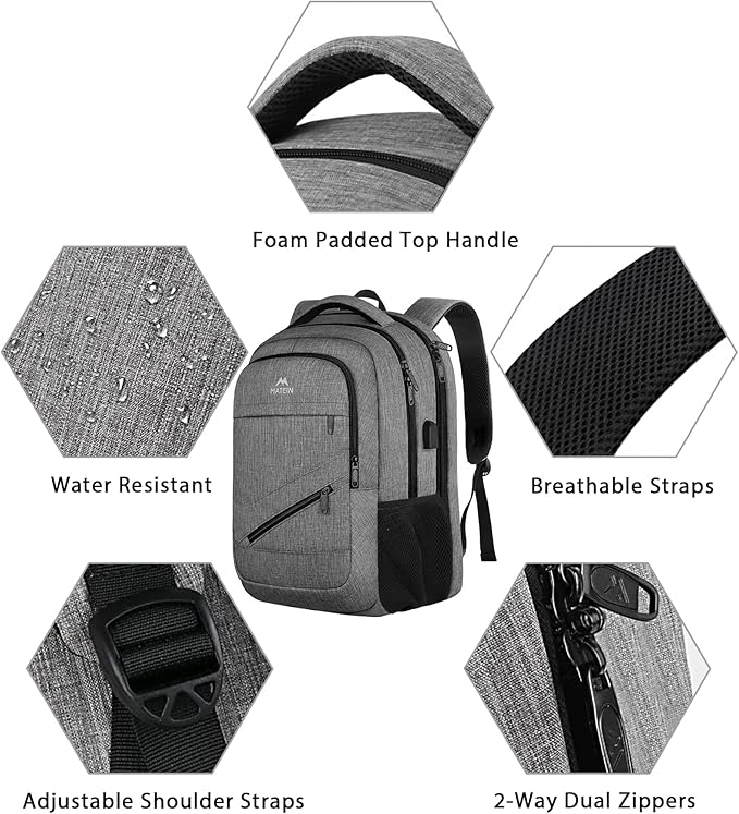 MATEIN 18 Inch Extra Large Laptop Backpack, 50 L Travel Backpack with Anti Theft Pocket & TSA Laptop Compartment for Men Women, Multiple Pockets Business Computer Carry On, Grey