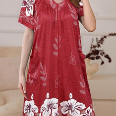 Ekouaer Women Robe Zipper Front Mumu Duster Robes Zip Up Housecoat Soft Sleepwear with Pockets