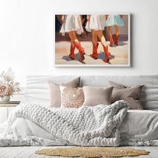 YUOPTKITR Cowgirl Boot Print Preppy Dorm Room Wall Art Girly Western Wall Art Pink Apartment Painting Preppy Cowgirl Dorm Room Wall Art Decor Girly Aesthetic Apartment Wall Decor UNFRAMED 16
