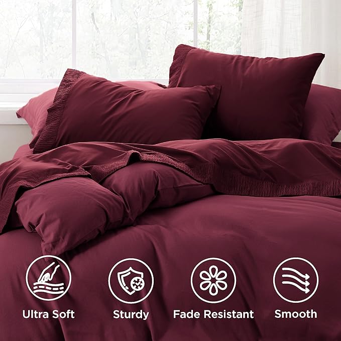 Bedsure King Size Sheets Set - 4 Pieces Soft King Sheets - Breathable & Cooling - Hotel Luxury - Easy Care Polyester Microfiber Bedding for Women, Men, Red