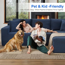 105''Sectional Cloud Couch with L Shaped Chaise,Modern Modular Sectional Sofa,Comfy Sectional Couches for Living Room,Bedroom,Apartment (Blue, 105''W Right Facing Chaise)