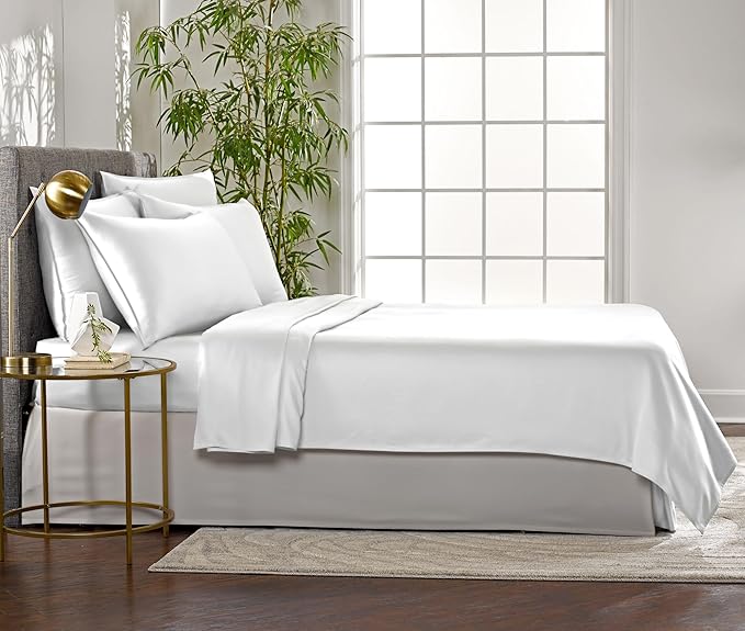 Pure Bamboo California King Sheets, Genuine 100% Organic Viscose Derived from Bamboo Bed Sheet Set, Soft & Cooling, Double Stitching, 2 Year Quality Promise (California King, White)