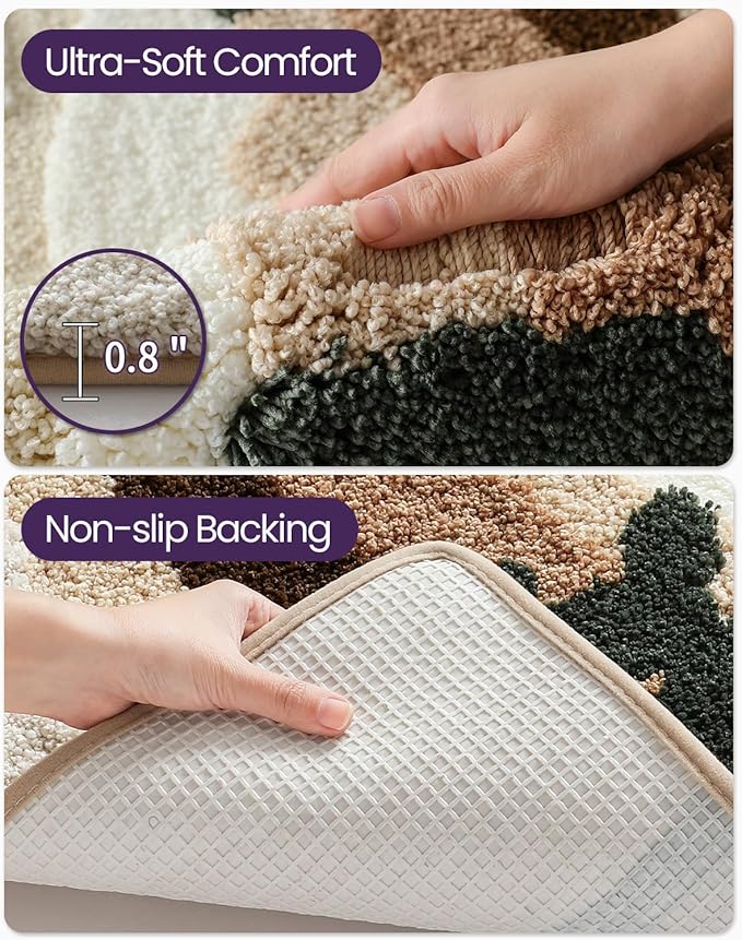 DEXI Bathroom Rug Washable, 32x20 Non Slip Bath Large Mat Absorbent, Soft Plush Microfiber Bathmat Quick Dry for Shower Floor, Desert