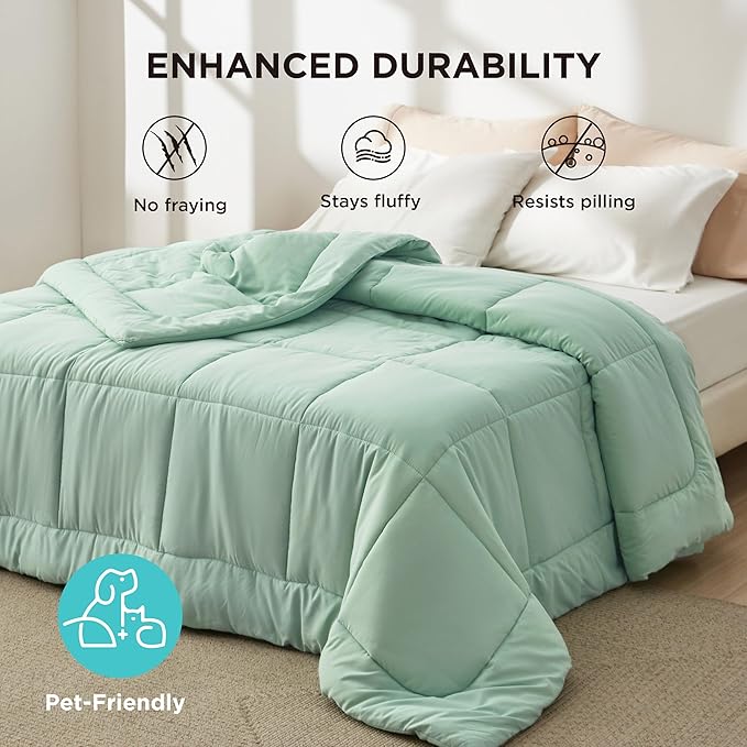 Bedsure Comforter Duvet Insert - Quilted Comforters Twin Size, All Season Duvet, GentleSoft Down Alternative Bedding, with 8 Tabs, Gifts for Women/Men, Sage Green, Twin 88 x 68 Inches