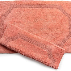 voyzz home Set of 2 Reversible Bath Rug 20x32 inch -17x24 inch | 100% Cotton Hand Tufted Soft & Absorbent Bath Mat|Washable Quick Dry Shaggy Shower Mat | Non-Slip Mordern Bathroom Decor | Peach…