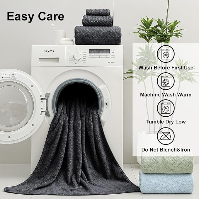Ferdilan 8 Pack Black Bath Towel Set, 2 Extra Large Bath Towel Sheets, 2 Hand Towels and 4 Washcloths Ultra Soft and Absorbent Chair Towels for Bathroom, Quick Dry Towel for Home Hotel