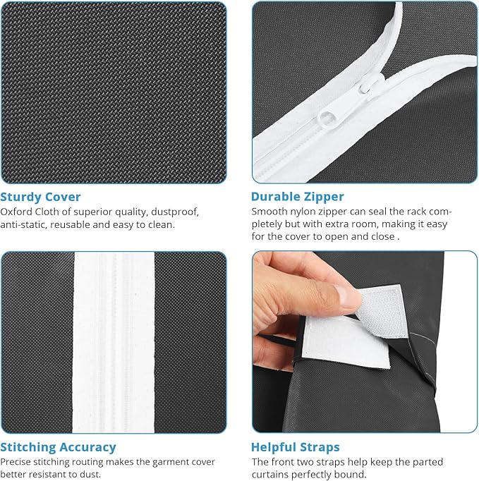 VIPEK V40C Plus Large Covered Clothes Rack for Hanging Clothes, Heavy Duty Portable Wardrobe Closet, Black Metal with Oxford Fabric Cover, Max Load 1300lbs