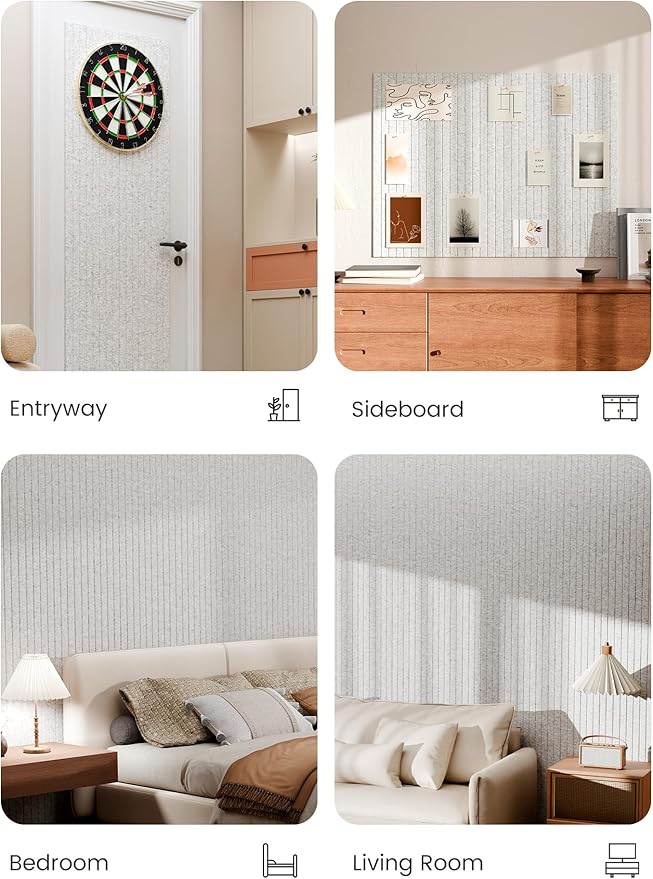 Bumusty Large Cork Board Alternative-47 x35 Felt Bulletin Board Tiles, with 30 Pushpins, 70 Adhesive Tabs, 12-Pack Slat Wall Paneling, Cork Boards for Office Push Pin Board Felt Board-Marble Gray