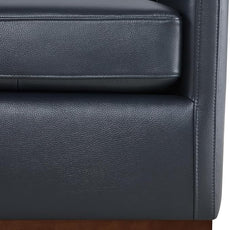 CHITA Genuine Leather Swivel Accent Chair, FSC Certified Mid Century Modern Arm Chair for Living Room and Bedroom, Fully Assembled, Navy