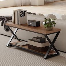 IBF Wood Bench Indoor, Industrial entryway Bench with Shoe Storage for Living Dining Room, Farmhouse Wooden Metal Entry Way Foyer Benches Seat for Bedroom Entryway, Rustic Oak, 39 Inch Long