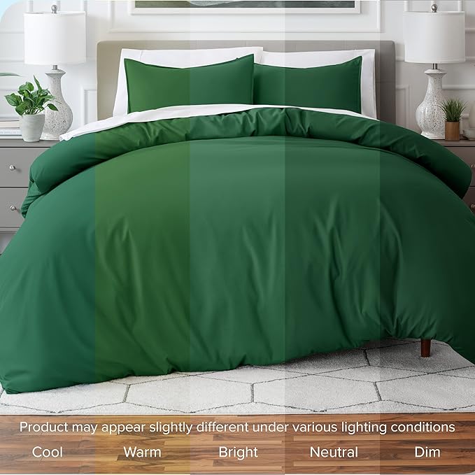 Bare Home Bedding Duvet Cover Full Size - Premium 1800 Super Soft Collection - Lightweight, Cooling - Soft Breathable Bedding Duvet Cover (Full, Forest Green)