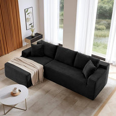105''Sectional Cloud Couch with L Shaped Chaise,Modern Modular Sectional Sofa,Comfy Sectional Couches for Living Room,Bedroom,Apartment (Black, 105''W Left Facing Chaise)