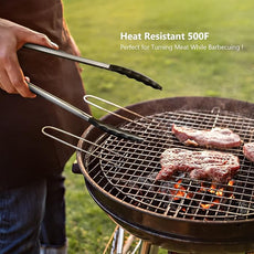 2 Pack Black Kitchen Tongs, Premium Silicone BPA Free Non-Stick Stainless Steel BBQ Cooking Grilling Locking Food Tongs, 9-Inch & 12-Inch