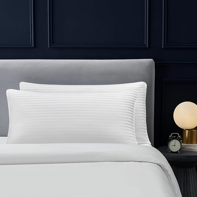 Casual Living Bed Pillows King Size Set of 2, Cotton Covers, Back, Stomach or Side Sleepers, Cooling Down Alternative, Washable, 20-inch x 36-inch, King Bed Pillows, White