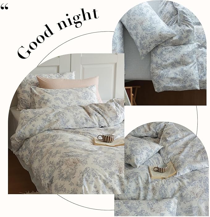 HighBuy Garden Floral Duvet Cover Queen Size Soft Cotton Flower Bedding Set Queen Vintage Boho Flower Comforter Cover Botanical Floral Duvet Cover for Kids Girls with 2 Pillowcases Queen Bedding Set