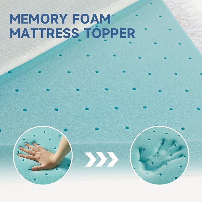 3 Inch Memory Foam Mattress Topper King, Memory Foam Pad with Removable & Washable Cover, Bed Topper for Back Pain, Non-Slip Ventilated Design, King Size