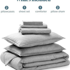 Bare Home Bed-in-A-Bag 7 Piece Comforter & Sheet Set - King - Goose Down Alternative - Ultra-Soft 1800 Premium Bedding Set - Cationic (King, Heathered Charcoal)