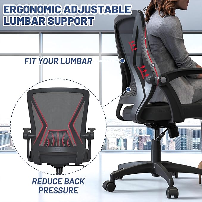 Modern Comfy Mesh Home Office Chair with Flip Up Arms for Child Adult Study Work