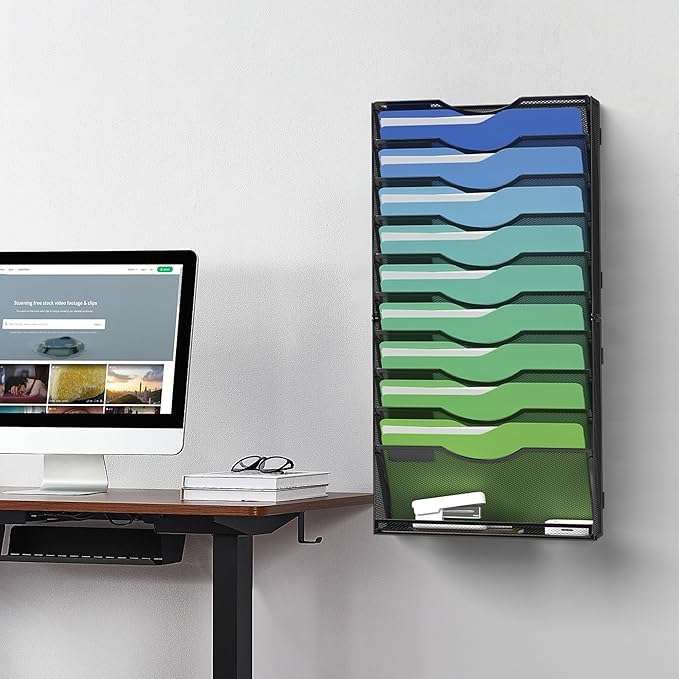 Kuntine.B Wall File Organizer (Black, 11 Tier)