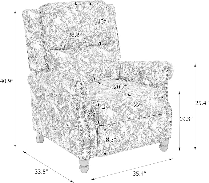 Recliner Chair, Modern Pushback Armchair with Adjustable Backrest & Footrest for Bedroom, Living Room (Rococo Green,Set of 2)