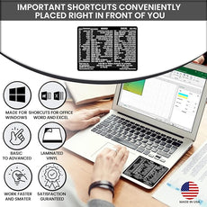Synerlogic (5pcs) Word/Excel Windows Shortcut Sticker | Reference Guide Keyboard Shortcuts | Work from Home Essentials | Excel Shortcuts Cheat Sheet Laminated Vinyl (Black/Small/5)