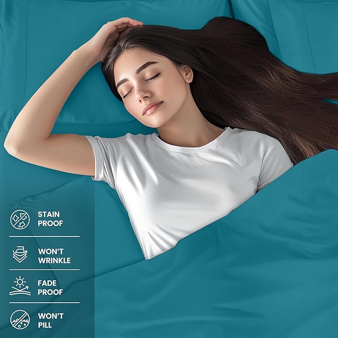 Utopia Bedding King Sheet Set – 4 Piece Bed Sheets for King Size Bed, Soft and Breathable Microfiber, Includes 1 Fitted Sheet, 1 Flat Sheet and 2 Pillowcases (Denim Blue)