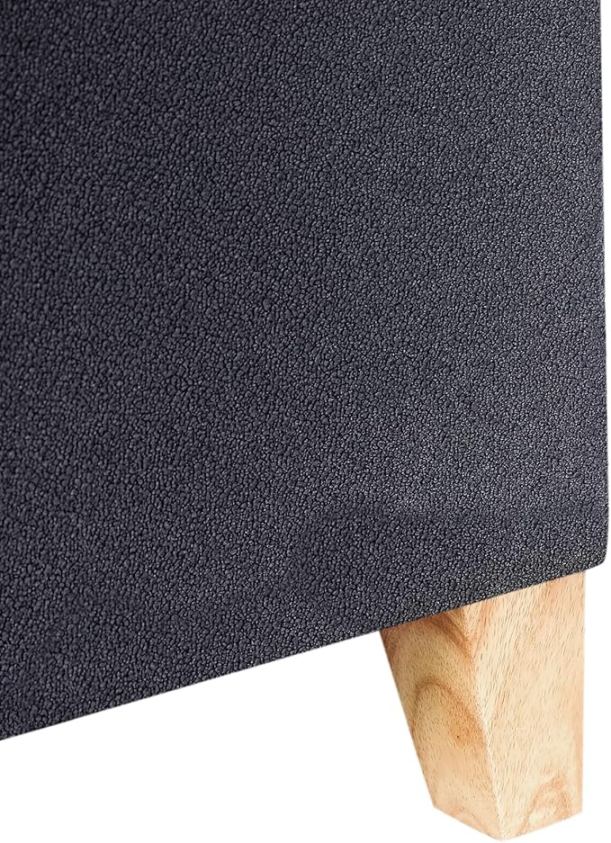 Fabric Storage Ottoman with Hinged Lid, Square Foot Rest Stool Tufted Cube Footstool, Dark Gray