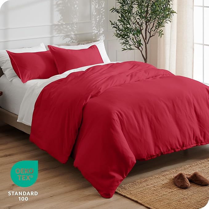 Bare Home Bedding Duvet Cover King Size - Premium 1800 Super Soft Collection - Lightweight, Cooling - Soft Breathable Bedding Duvet Cover (King, Red)