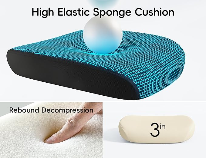 TRALT Office Chair - Ergonomic Office Chair with Back Support, Computer Chair - Home Office Desk Chair, 330 lbs Wide Seat Big and Tall Office Chairs with Headrest, Comfy Desk Chairs (Black)