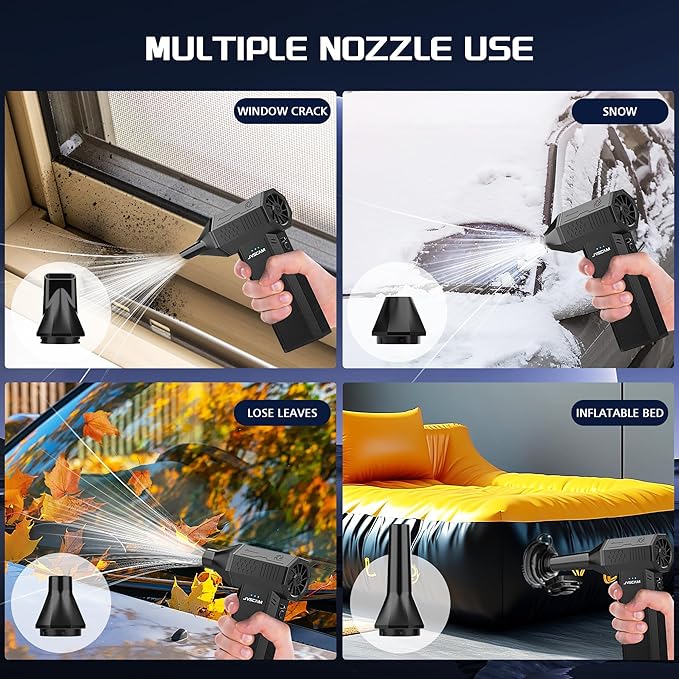 X3 Compressed Air Duster - Electric Air Duster with Brushless Motor,3 Gear Adjustable - mini Snow Blower- Rechargeable Air Duster for PC, Keyboard, Car,Outdoors,Home,Snow and Leaves Clearing