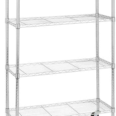 Amazon Basics 4-Shelf Adjustable, Heavy Duty Storage Shelving Unit with Wheels for Easy Assembly, for Garage or Kitchen Use, Metal Organizer Wire Rack, 36