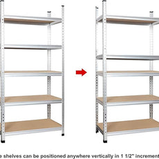 Amazon Basics 5-Tier Medium Duty Storage Shelving Single Post Press Board Shelf - 48 x 18 x 72 Inches, Aluminum