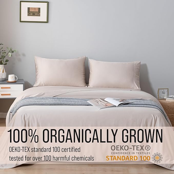 Bella Coterie Luxury Bamboo Viscose Full Size Sheet Set | 100% Organically Grown | Ultra Soft | Cooling for Hot Sleepers | 18" Deep Pocket [Dune] BC